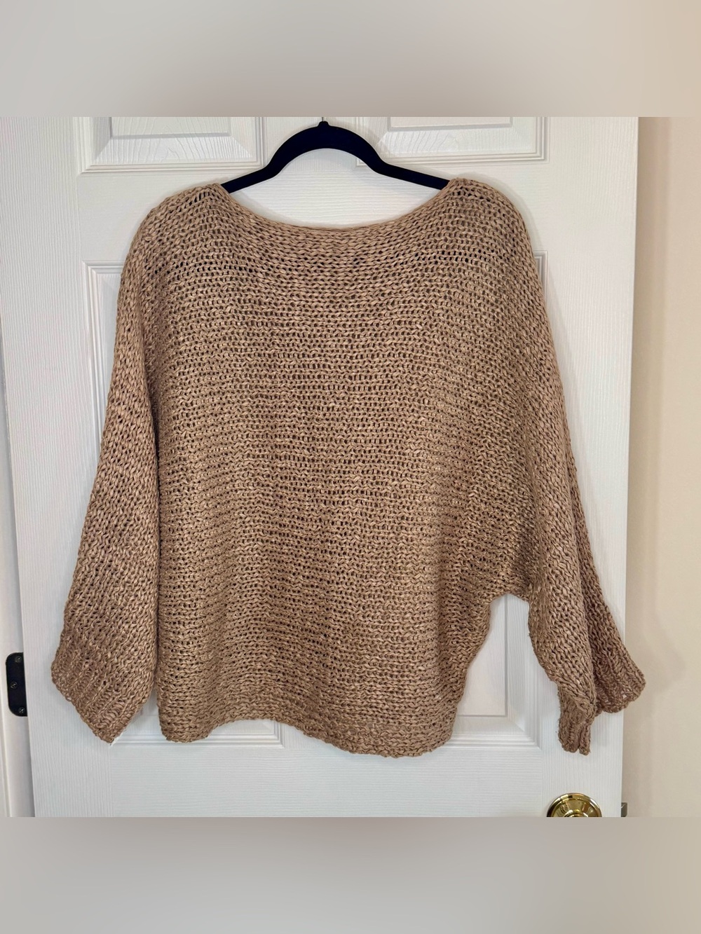 Ee:some Oversized Open Knit Sweater Beach Preppy Coastal Hamptons Sand Size M/L